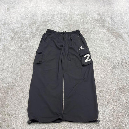 Black baggy Nike air Jordan trackies Large loose y2k floaty leg joggers embroidered gym wear bottoms