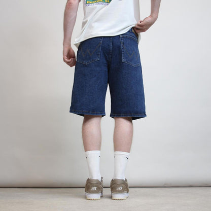 Mens Loose Wrangler jorts W34 blue loose denim skater style shorts