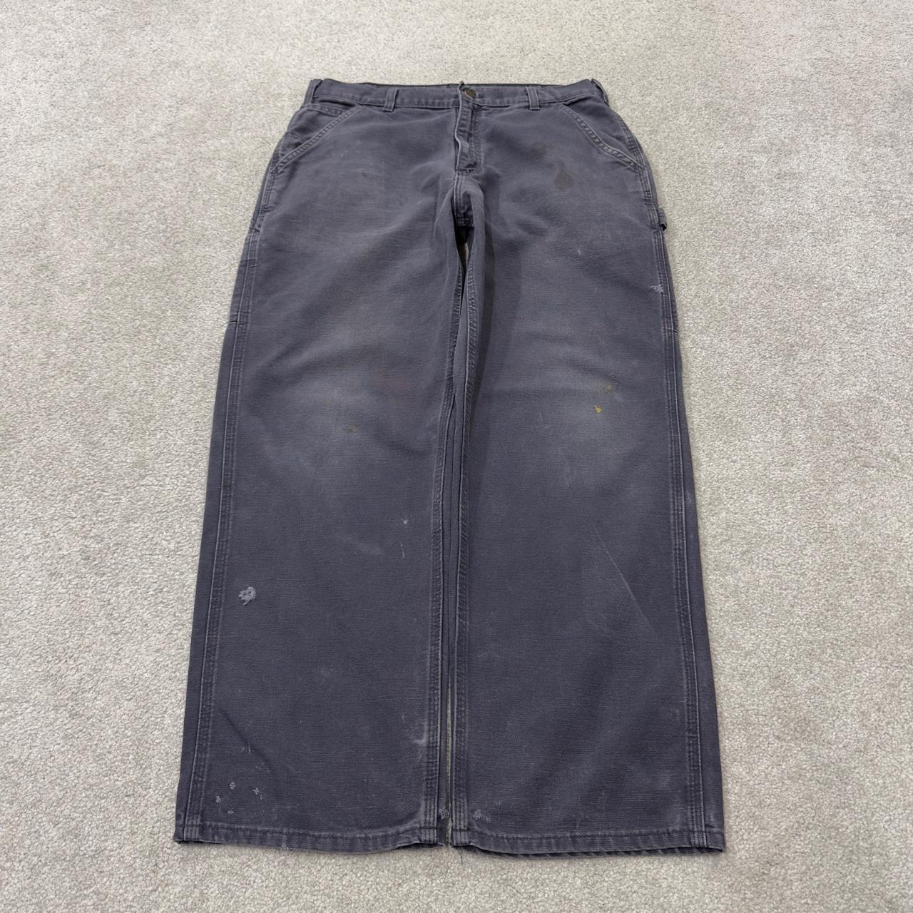 Vintage baggy Carhartt carpenter pants y2k navy Loose leg 100% cotton skater style workwear