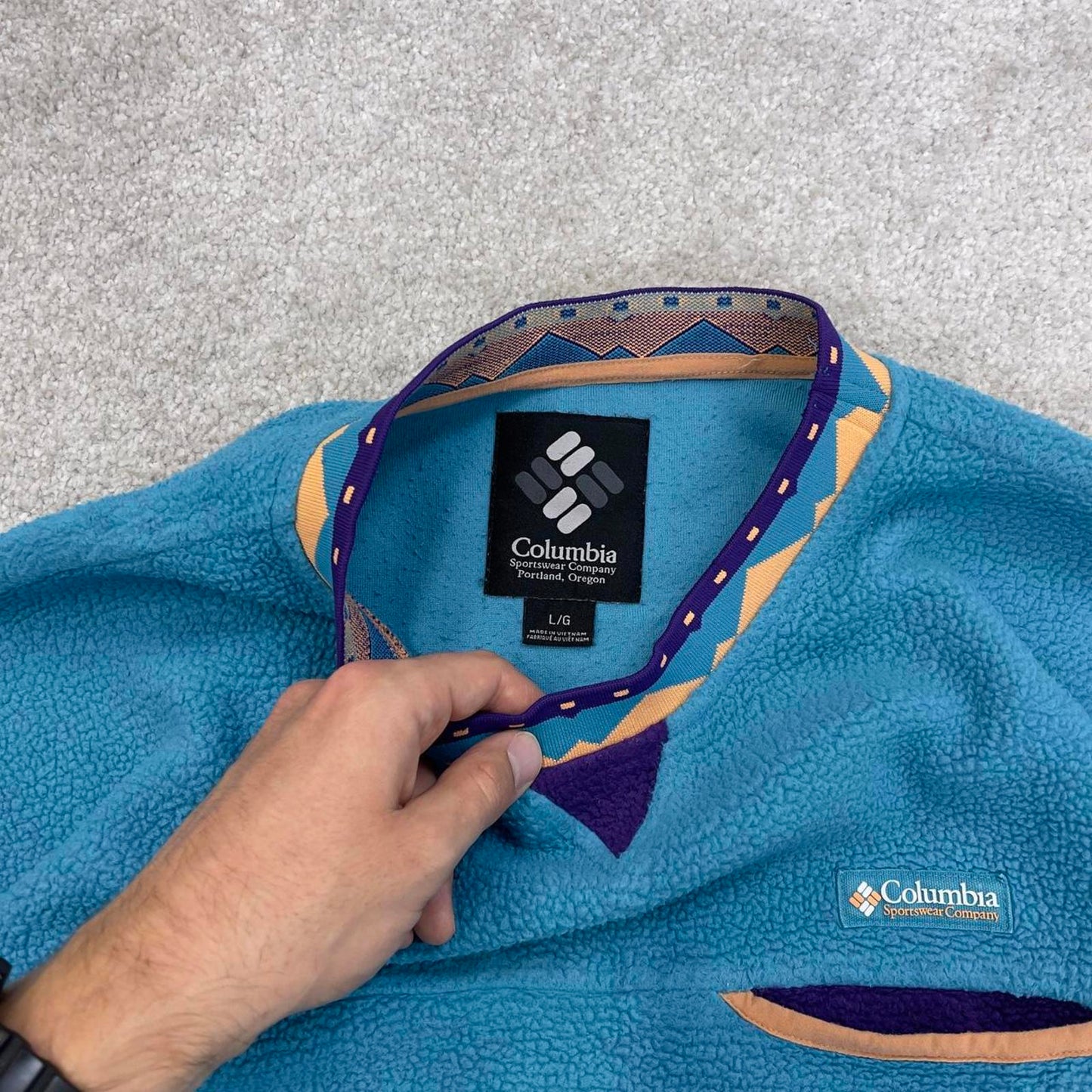 Blue vintage Columbia technical fleece Large y2k pull over style autumn outdoors hiking