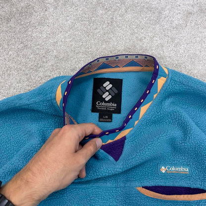 Blue vintage Columbia technical fleece Large y2k pull over style autumn outdoors hiking