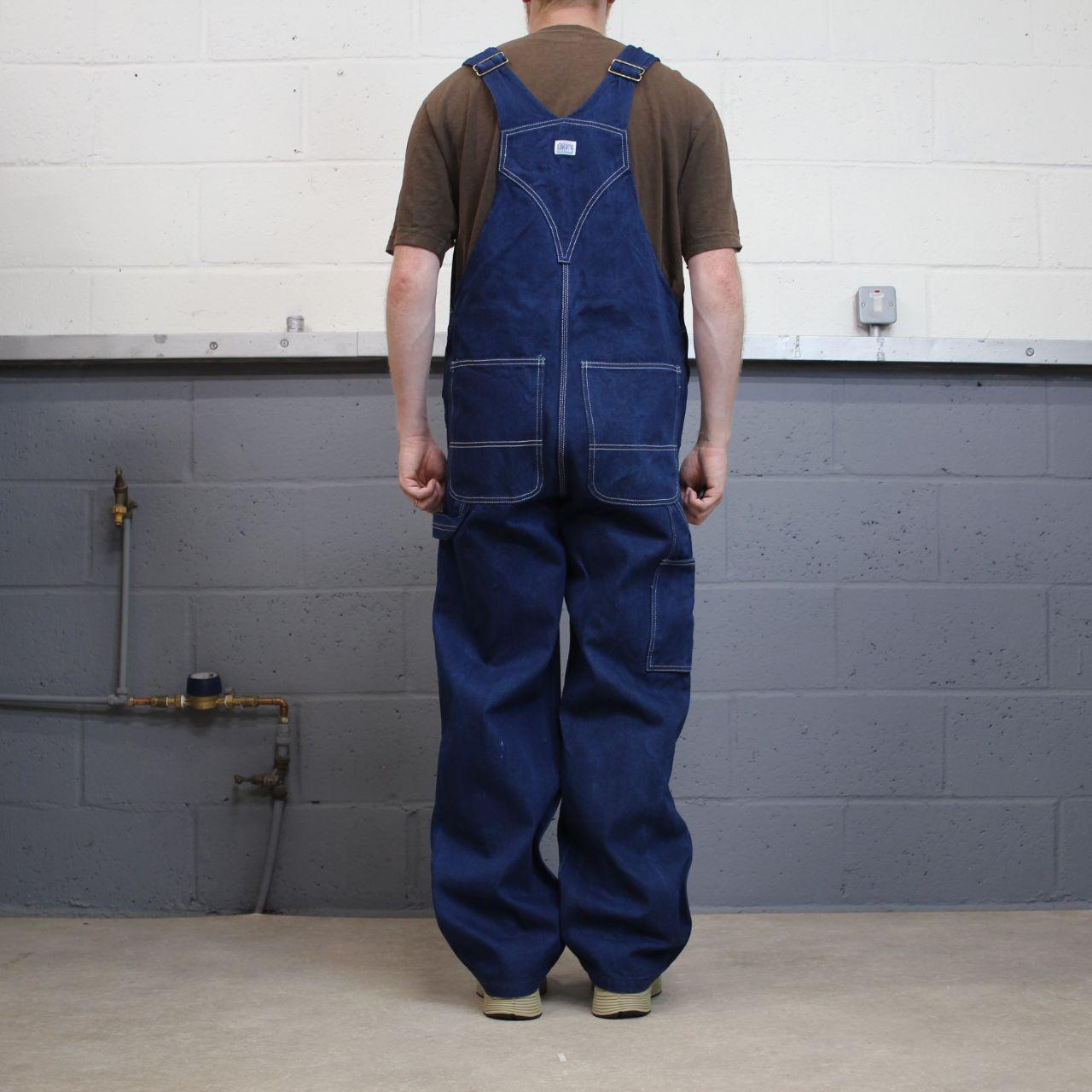Liberty baggy dungarees denim overalls navy blue Vintage workwear bib & brace utility