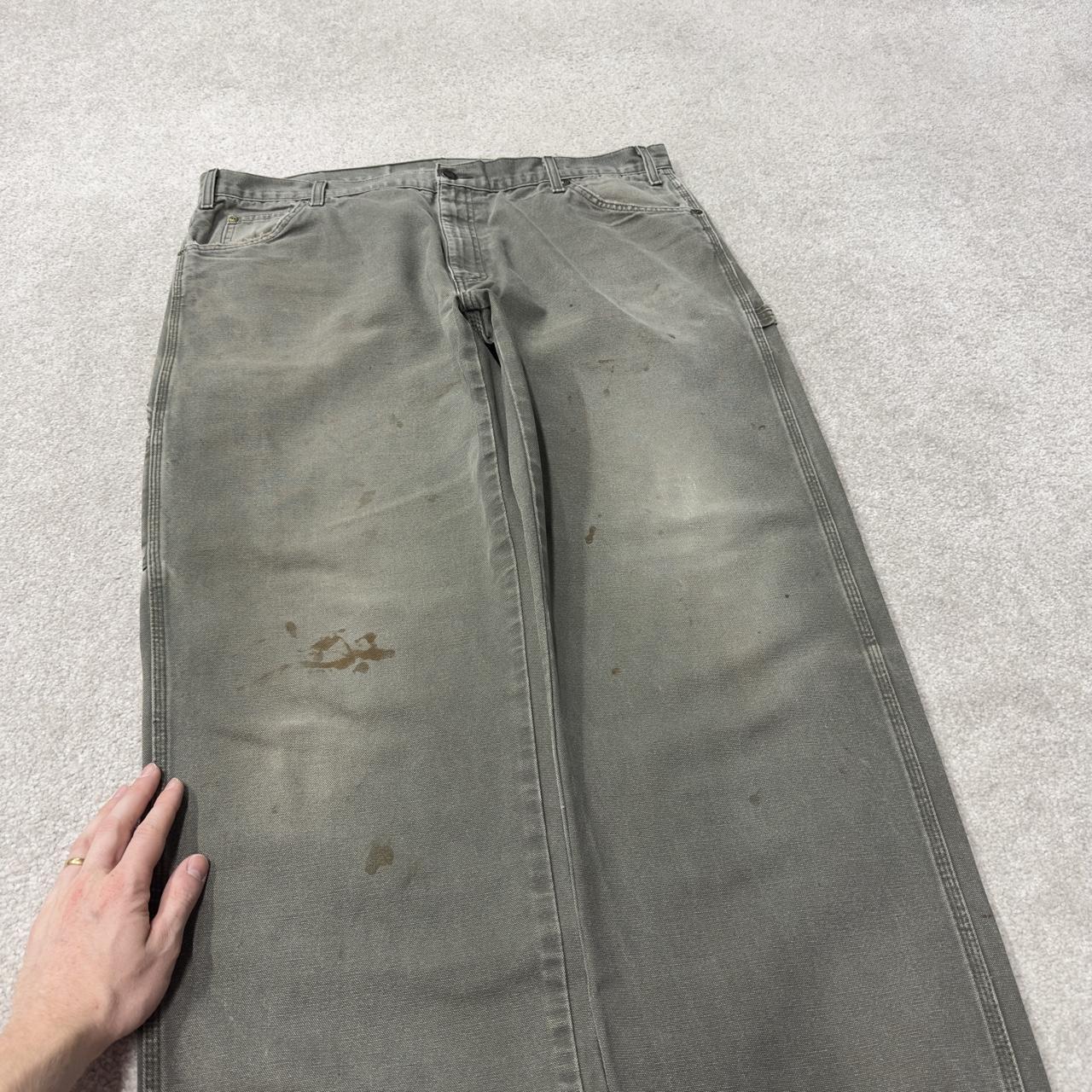 Baggy Dickies carpenter jeans W40L32 Green canvas skater style workwear cargo pants