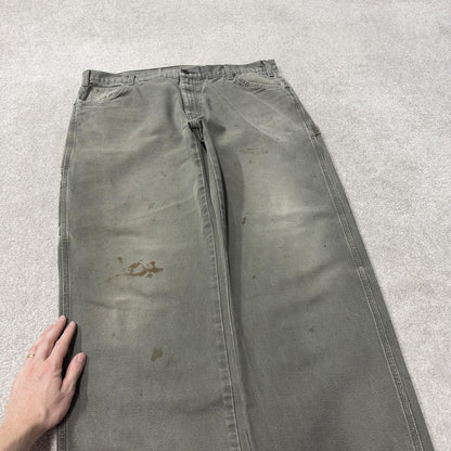Baggy Dickies carpenter jeans W40L32 Green canvas skater style workwear cargo pants