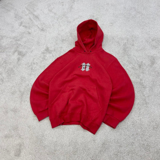 Red Nike Athletics hoodie Small boxy y2k 00s pull over hooded sweatshirt embroidered Swoosh logo