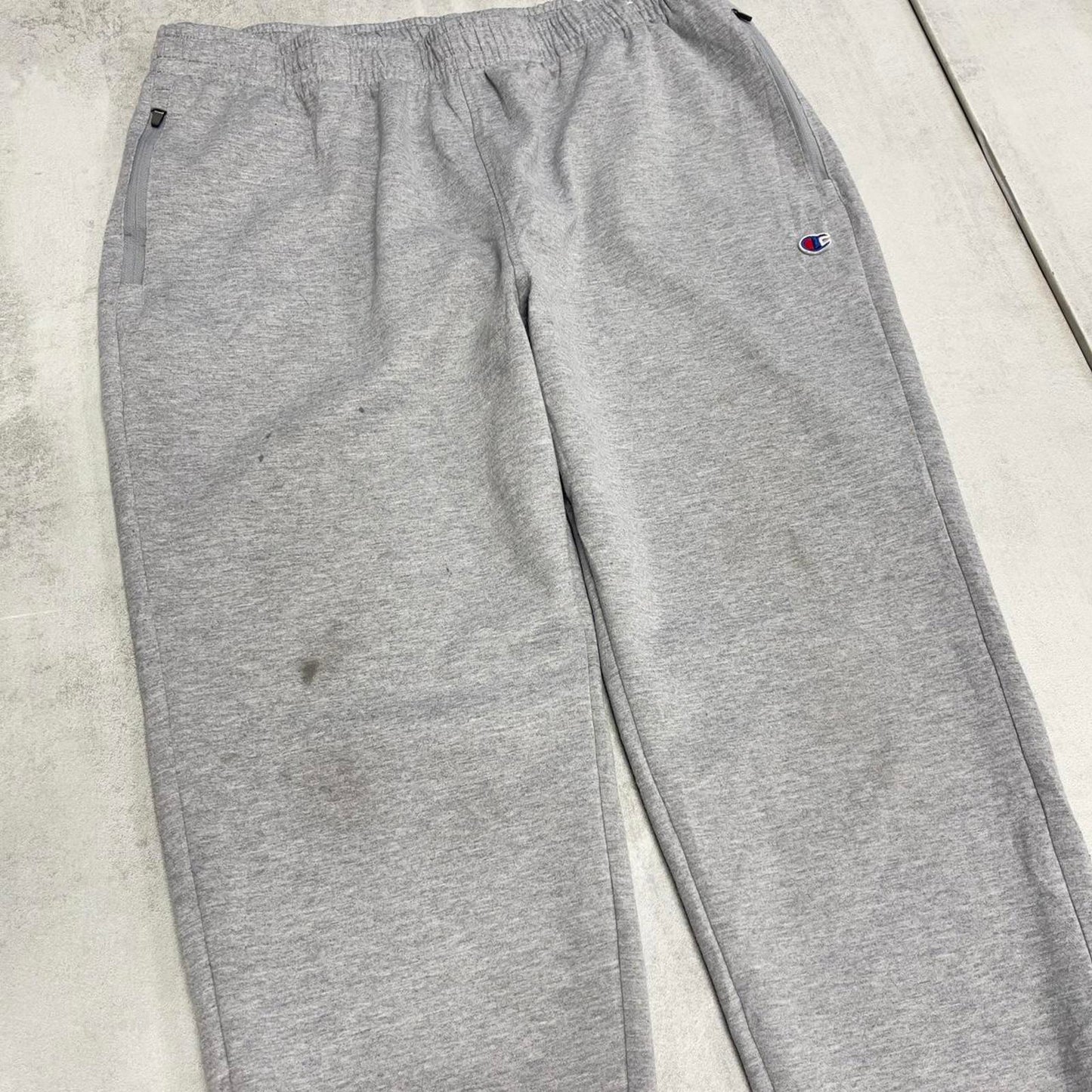 Y2k grey Champion joggers L mens gym comfy sweatpants embroidered logo