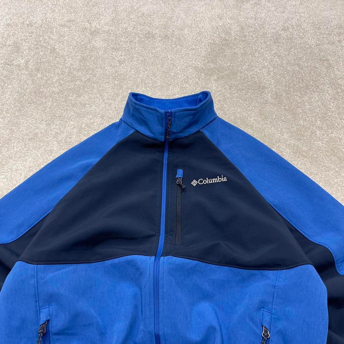 00s Columbia technical windbreaker jacket men's blue y2k style soft shell adjustable autumn