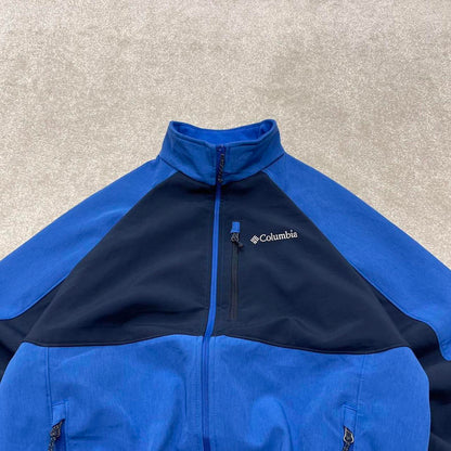 00s Columbia technical windbreaker jacket men's blue y2k style soft shell adjustable autumn