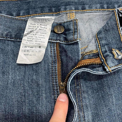 Mens Carhartt jeans W38 L32 blue loose 90s style skater work jeans