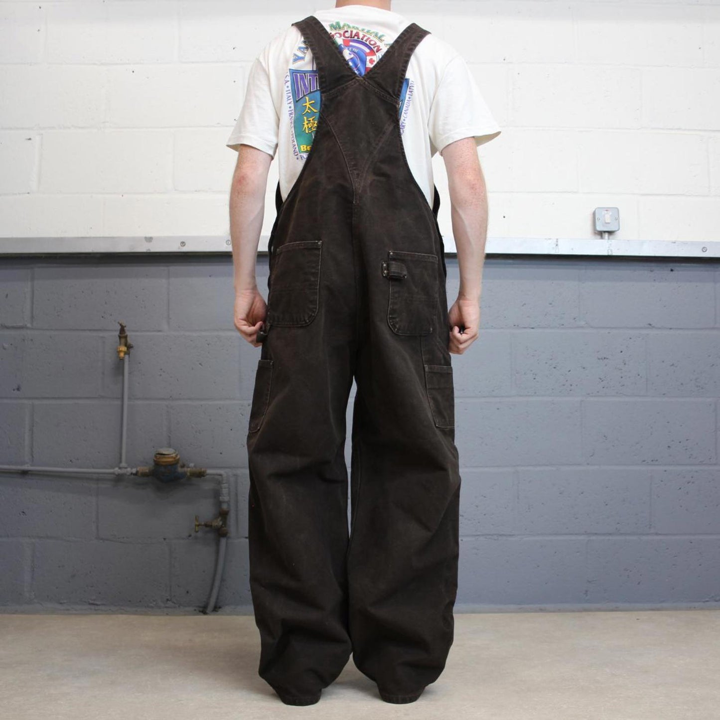 Brown Carhartt dungarees W40L32 mens canvas overalls utility worker