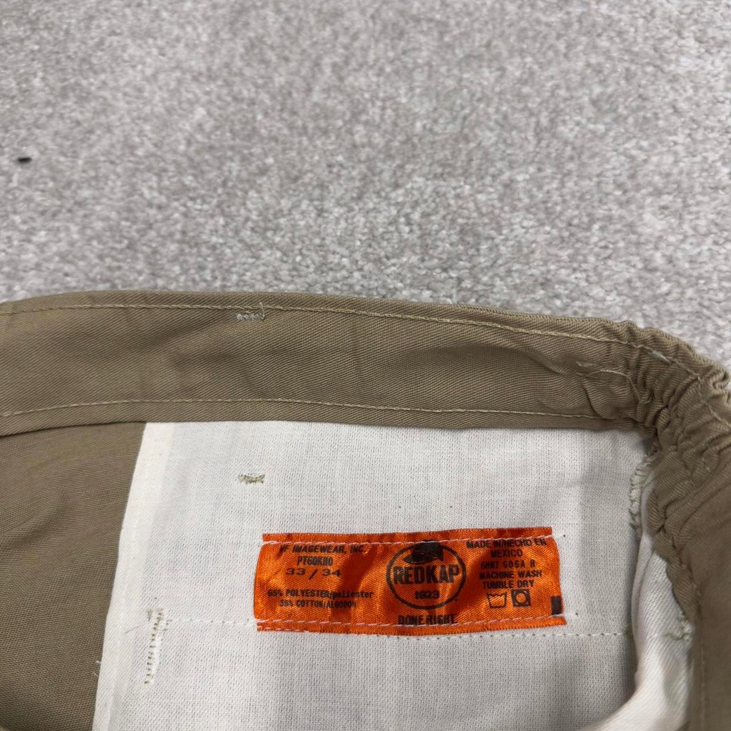 Vintage y2k baggy work pants loose beige Loosehino style skate trousers Red Kap workwear patch logo