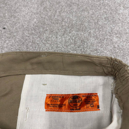 Vintage y2k baggy work pants loose beige Loosehino style skate trousers Red Kap workwear patch logo