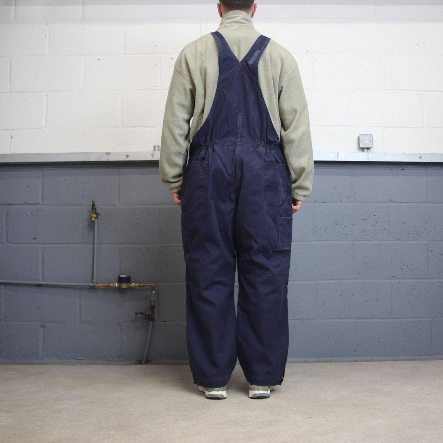 Vintage y2k baggy Carhartt dungarees wide leg navy Fire resistant bib & brace overalls workwear
