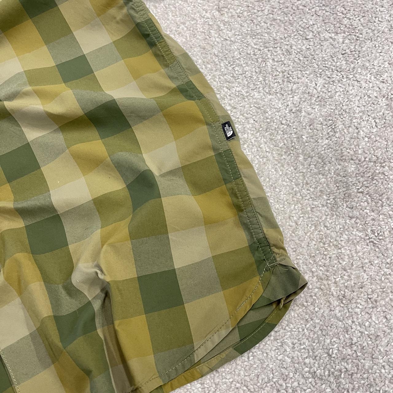 North face checkered short sleeve shirt green TNF festival surf style check shirt button down summer
