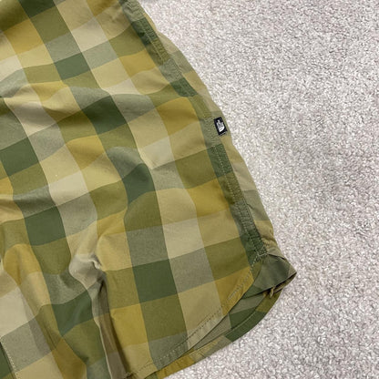 North face checkered short sleeve shirt green TNF festival surf style check shirt button down summer