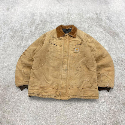 Vintage 90s Carhartt jacket winter XL tan brown canvas padded arctic chore coat workwear
