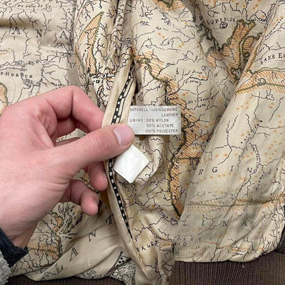 Vintage leather flight aviator bomber jacket brown River Trader boxy genuine leather flight coat