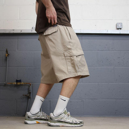Y2K baggy Chaps cargo technical shorts beige W42 Wide leg chino utility hiking