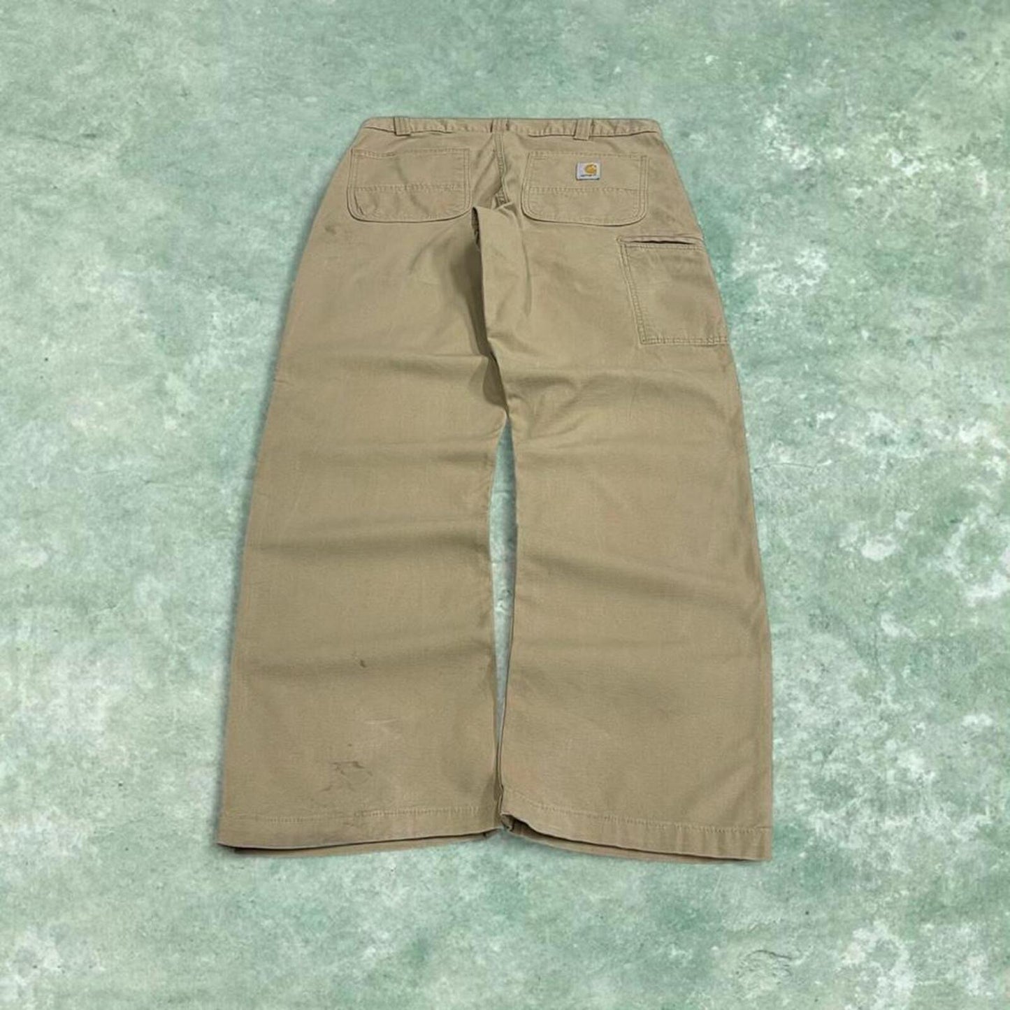Carhartt carpenter jeans canvas work pants khaki Relaxed fit workwear cargo pants patch logo
