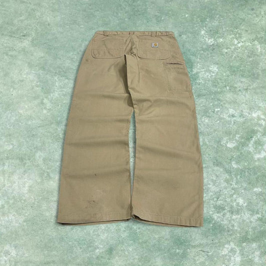 Carhartt carpenter jeans canvas work pants khaki Relaxed fit workwear cargo pants patch logo