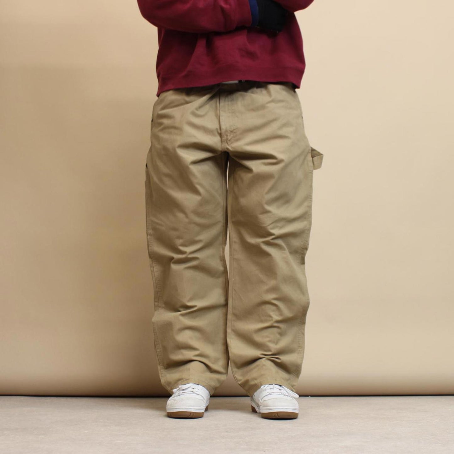 Baggy Wrangler carpenter trousers W42L30 sand brown 90s workwear skate style cargo pants