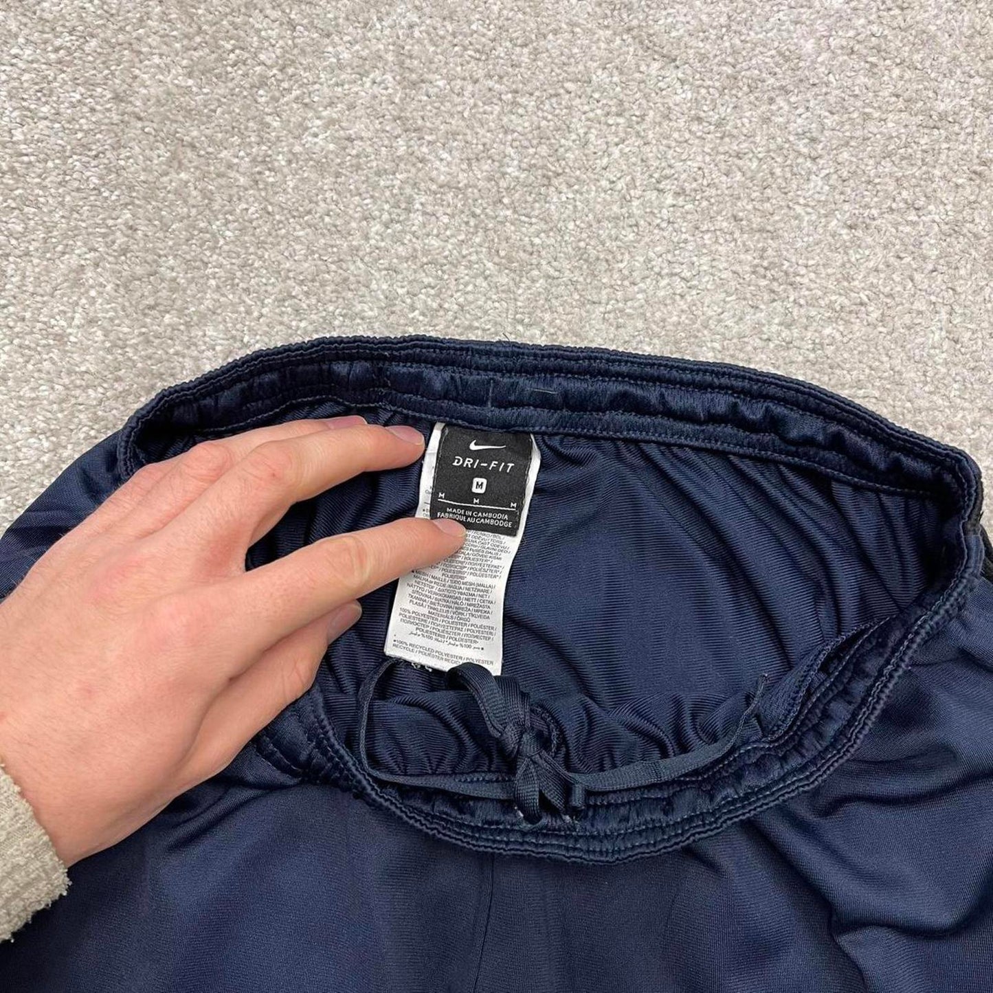 Vintage y2k Nike tracksuit bottoms navy Lightweight swoosh logo running track pants