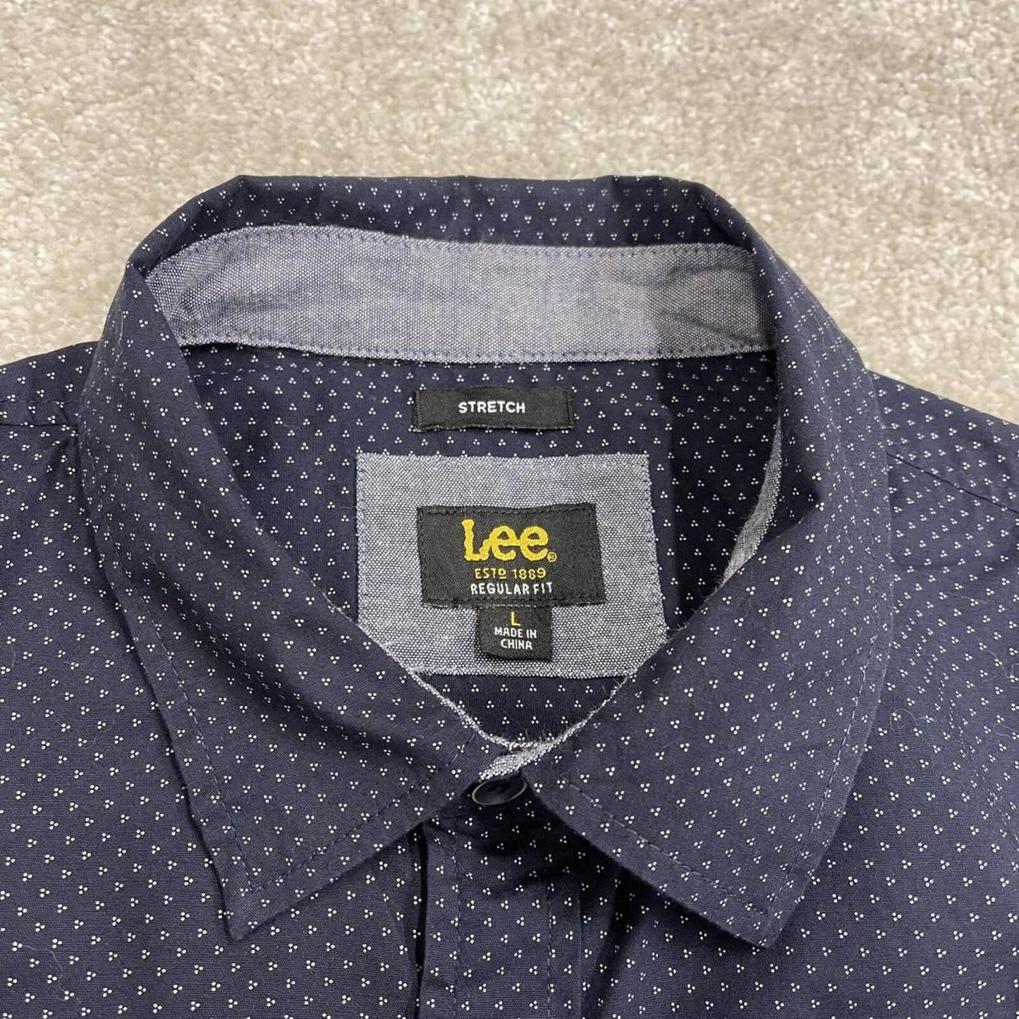 Lee pattern short sleeve shirt navy Surf style check shirt summer festival