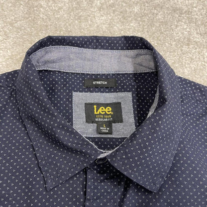 Lee pattern short sleeve shirt navy Surf style check shirt summer festival