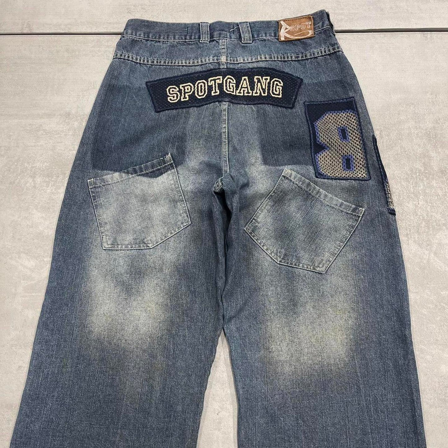 Baggy embroidered y2k style jeans W31L33 Small loose Spotgang Spotwear
