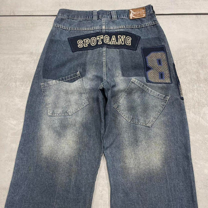 Baggy embroidered y2k style jeans W31L33 Small loose Spotgang Spotwear