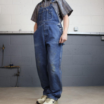 Vintage dungarees denim overalls navy blue Work’n Gear workwear bib & brace utility