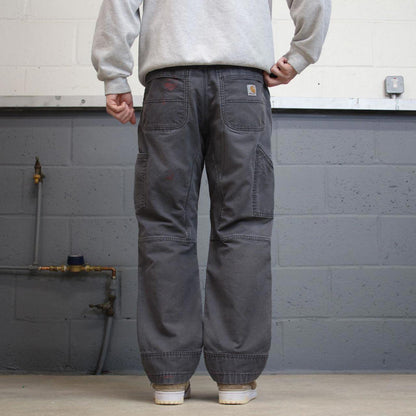 Vintage Carhartt cargo pants grey Loose relaxed fit canvasy skate style workwear cargo pants