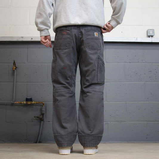 Vintage Carhartt cargo pants grey Loose relaxed fit canvasy skate style workwear cargo pants