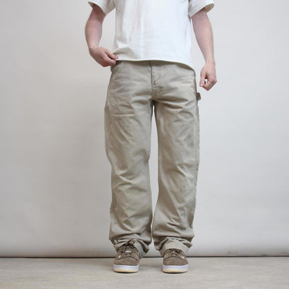 Mens Carhartt carpenter trousers W34 L34 beige skater cargos