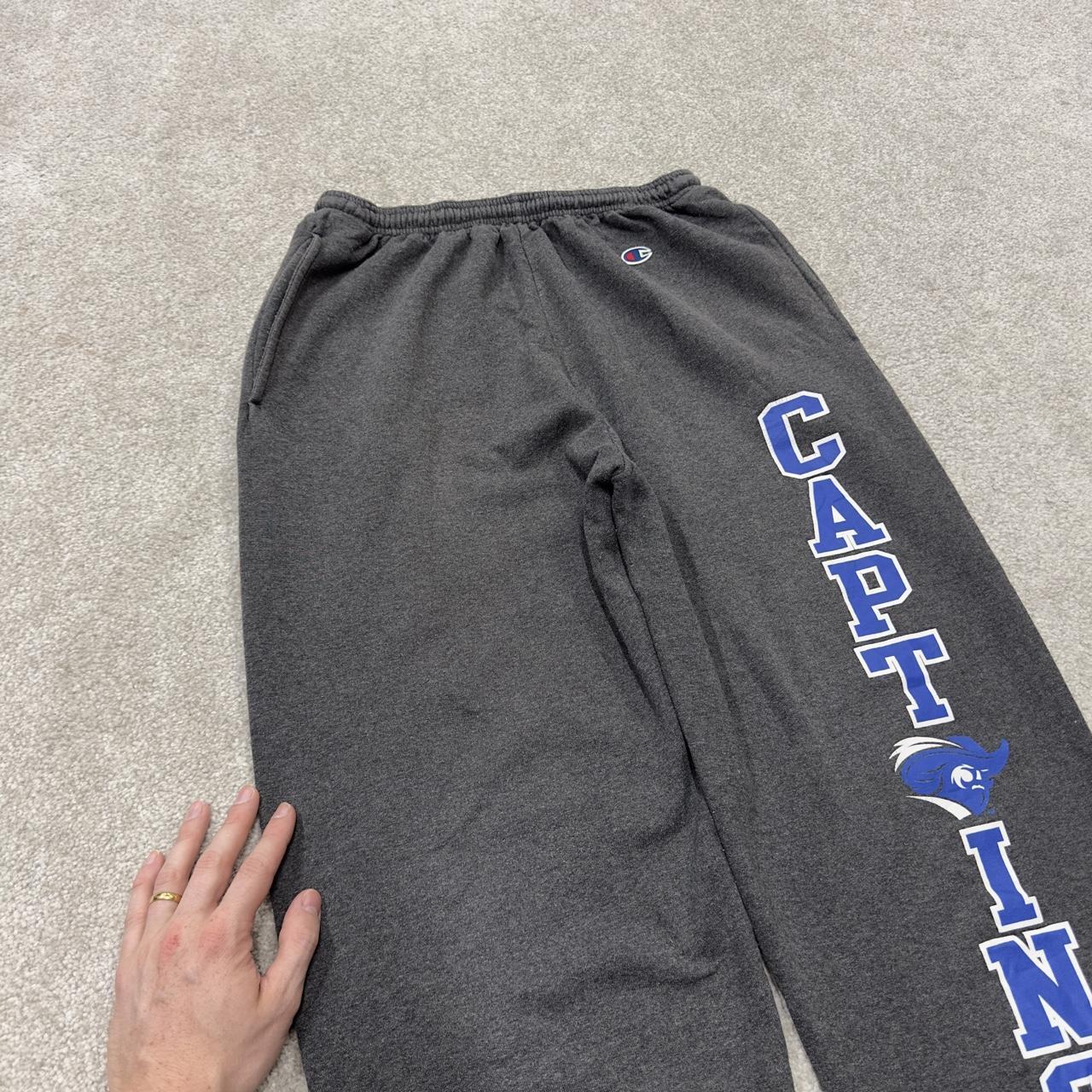 Champion sweatpants grey loose leg cuffed joggers y2k Loose casual 2000s style jogging bottoms