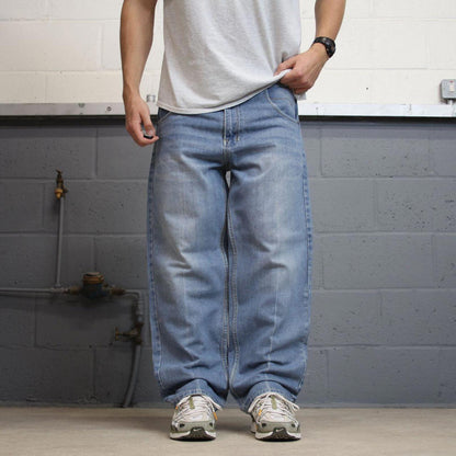 00s baggy y2k skater jeans W38L30 90s Royal Blue loose 90s style hip hop pants casual streetwear