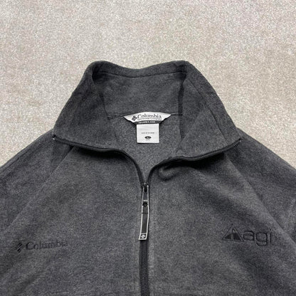 Grey Columbia technical fleece Large men's y2k style full zip up autumn adjustable waist