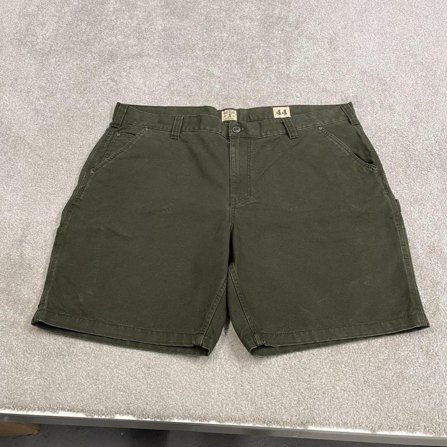 Baggy carpenter shorts canvas work green Red Head loose skate style summer festival jorts