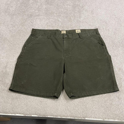 Baggy carpenter shorts canvas work green Red Head loose skate style summer festival jorts