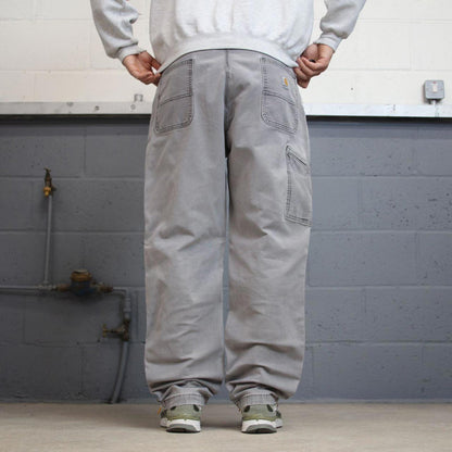 Mens Carhartt carpenter pants W42 L32 grey relaxed 90s style cargos