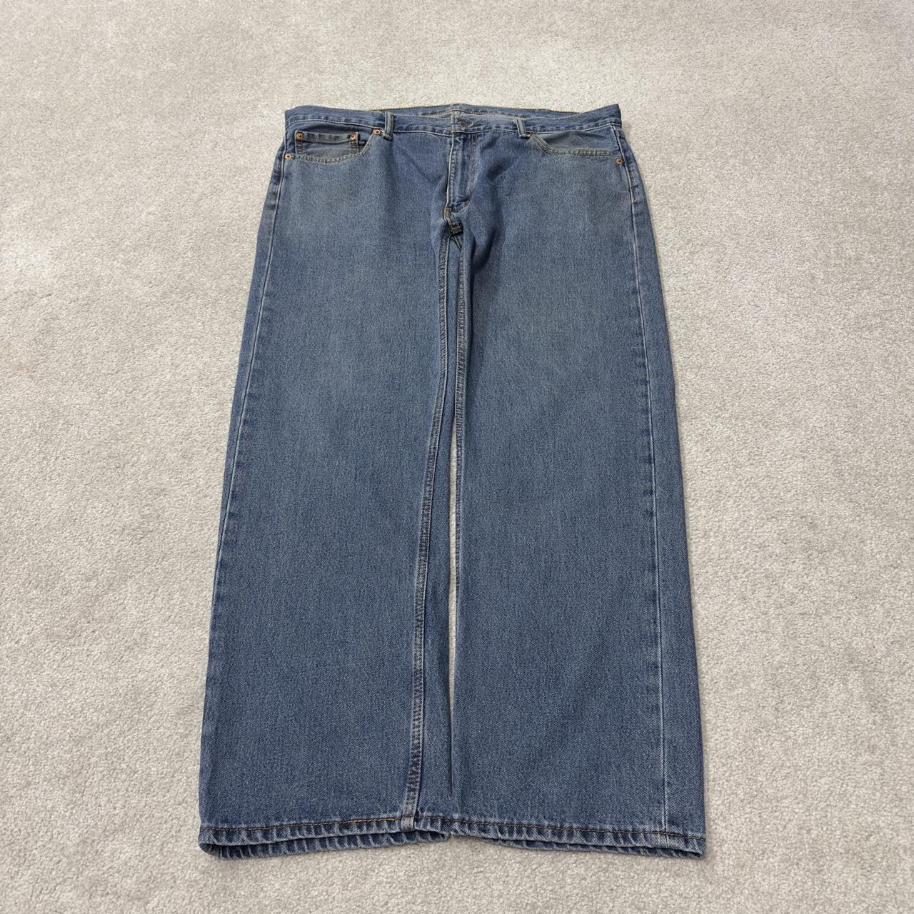 Y2K Levi’s 505 jeans W42L32 blue 100% cotton straight fit 5 pocket belt loops red tab logo