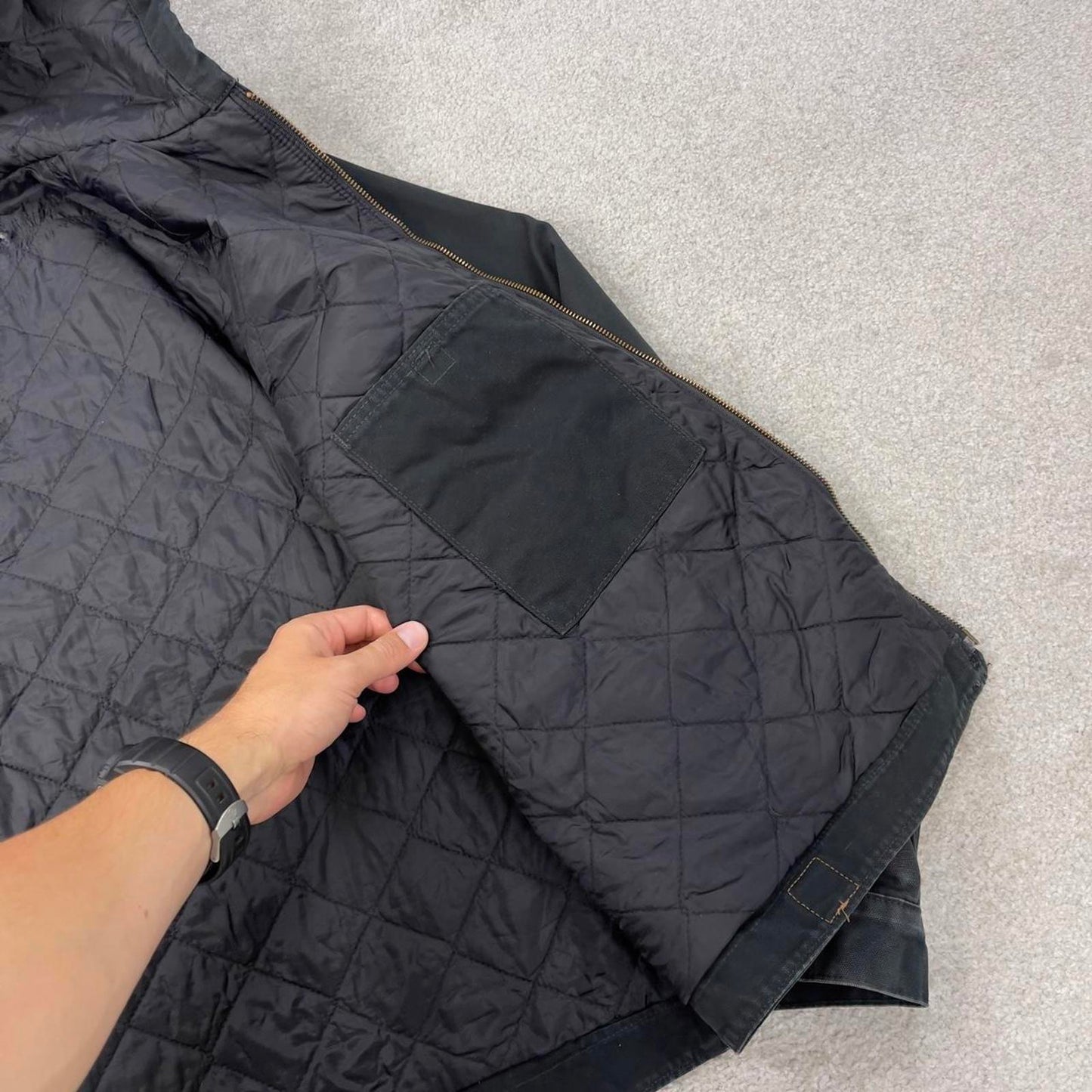 Black Carhartt hooded active jacket 2XL canvas bomber American