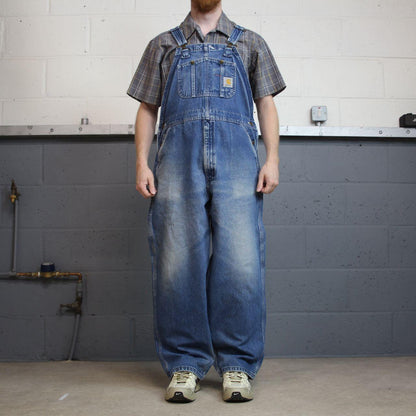 Carhartt baggy dungarees 00s denim overalls blue Patch logo and adjustable straps