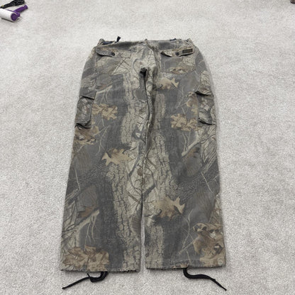 Vintage Liberty baggy camo cargo pants khaki Loose leg camouflage Y2K hunting style trousers