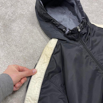 Vintage Nike technical windbreaker jacket Large men's black y2k hooded full zip up coat technical