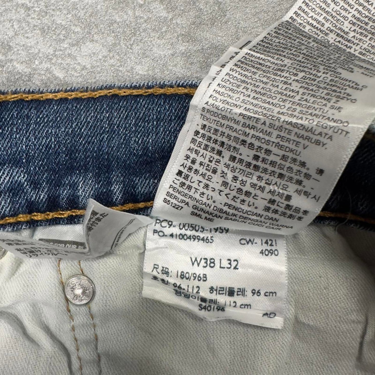 Levis 505 jeans casual streetwear W38L30 blue straight leg y2k style denim pants red tab logo skate