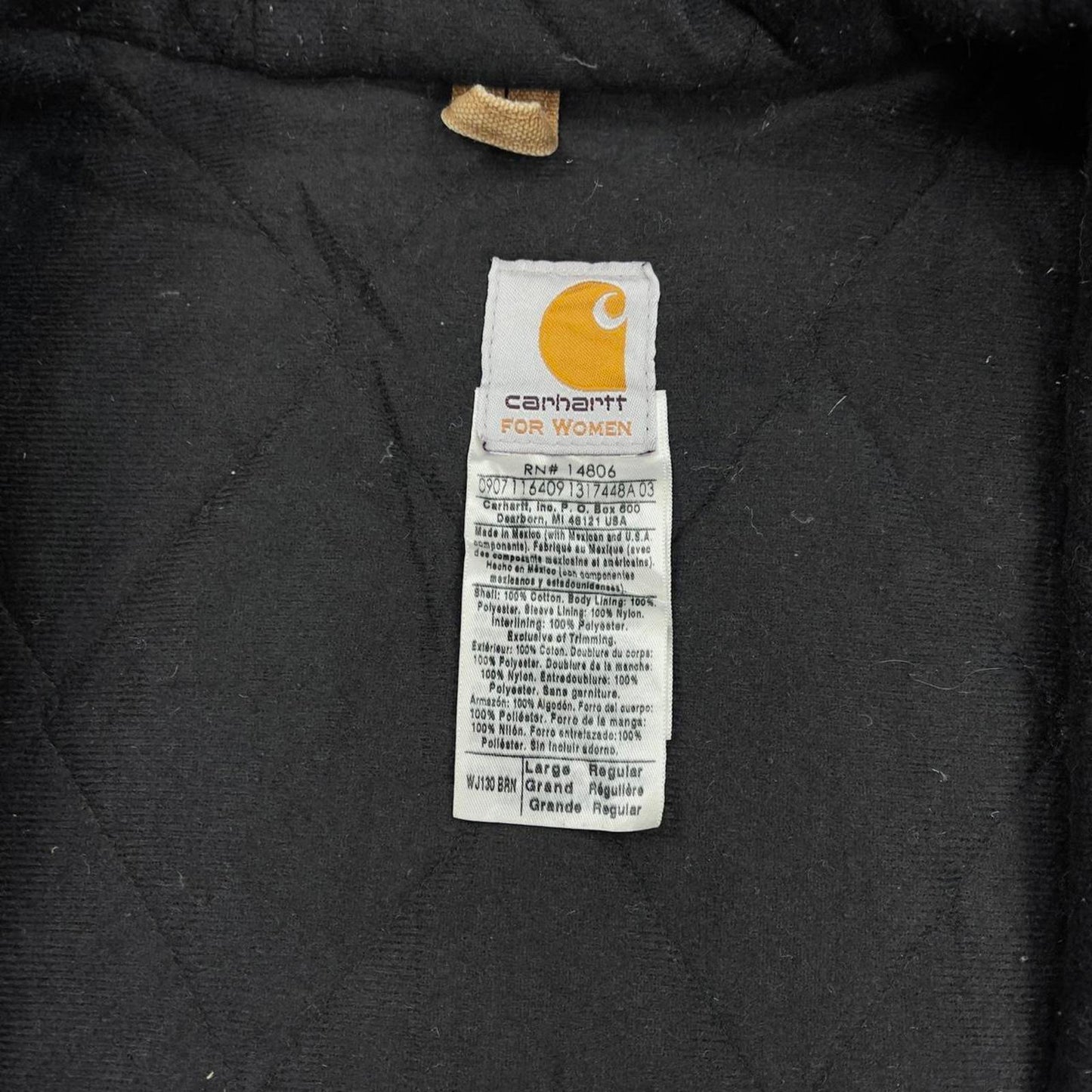 Sand brown Women's Carhartt hooded active jacket Large canvas work coat