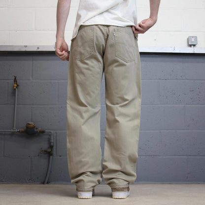 Beige Levis 505 jeans W36L32 loose straight leg y2k style pants white tab logo