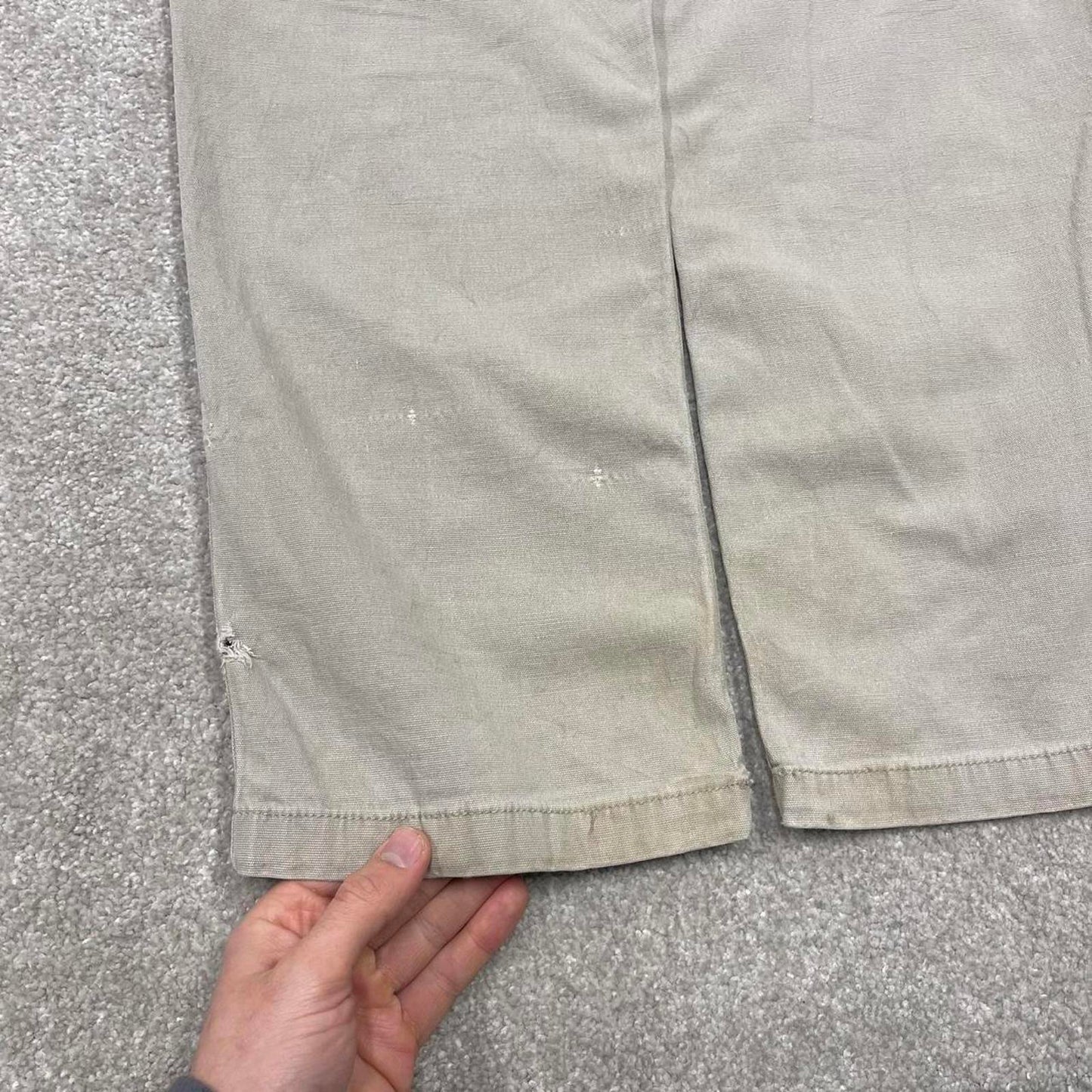 Y2K Carhartt carpenter jeans beige Relaxed fit straight leg canvasy skate style workwear cargo pants