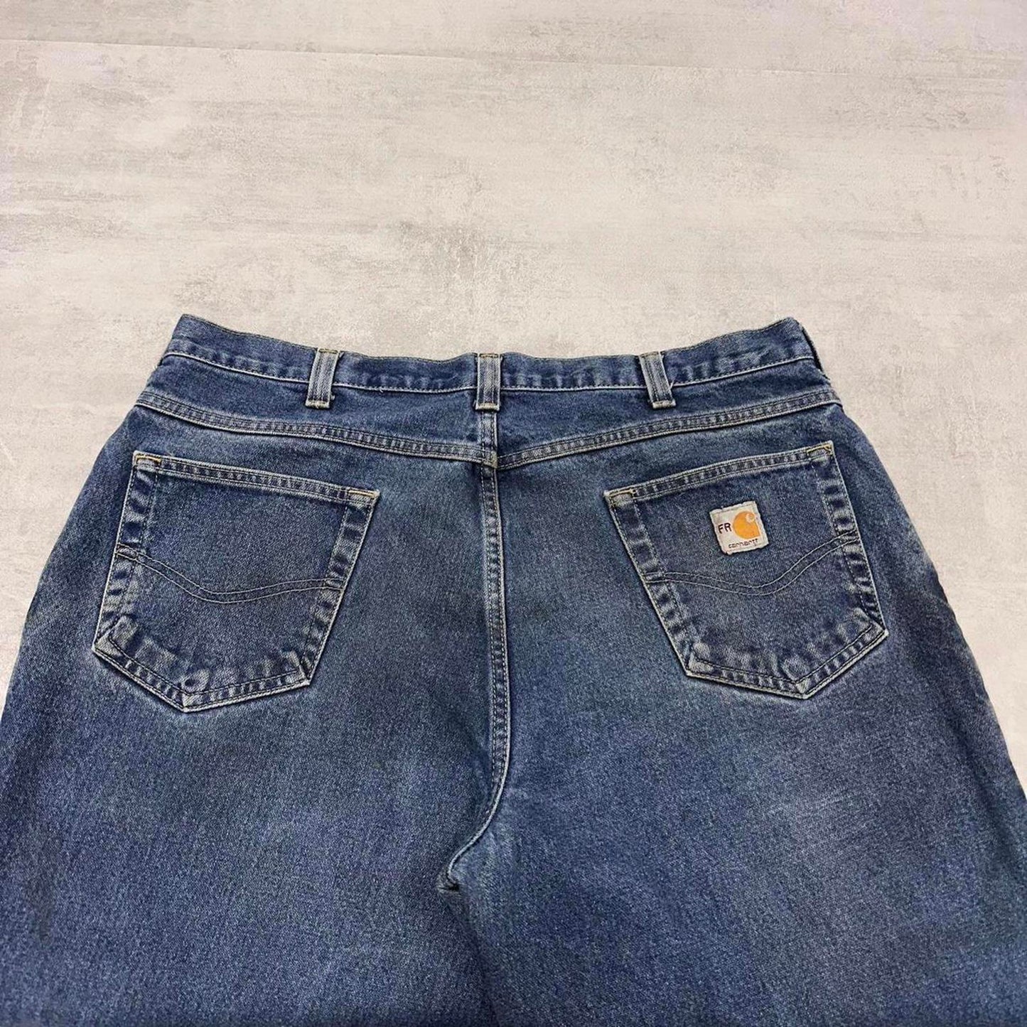 Blue Carhartt FR jeans W36L32 loose blue denim 90s style jeans